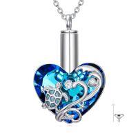 wholesale TOUPOP Sterling Silver Urn Necklace For Ashes With Crystal Memorial Keepsake Hummingbird/dragonfly/butterfly/cardinal Cremeation Jewelry Birthday Christmas Gifts For Her Women -style_name:Sea Turtle