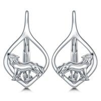 wholesale TOUPOP 925 Sterling Silver Animal Earrings For Women | Hypoallergenic Leverback Hoop Earrings | Christmas Anniversary Birthday Jewelry Gifts For Mom Wife Girlfriend Sister Friend -style_name:Wolf