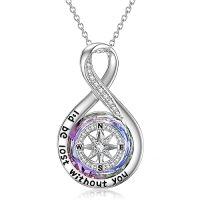 wholesale TOUPOP Compass Necklace For Women Sterling Silver I'd Be Lost Without You Necklaces Wedding Anniversary Jewelry Graduation Birthday Gifts For Her Wife Girlfriend -color_name:Purple