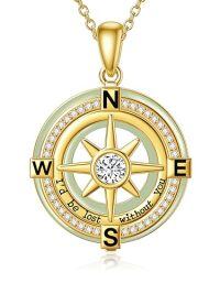 wholesale Jade Compass Necklace 14k Gold Plated Sterling Silver Travel Inspirational Compass Jewelry Graduation Christmas Gifts For Women Mom Wife -style_name:E-I'd Be Lost Without You