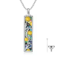 TOUPOP 925 Sterling Silver Abalone Shell Cremation Jewelry Locket Pendant-style_name:sunflower