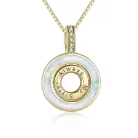 TOUPOP Sterling Silver & Stone Sisters Necklace, Forever My Friend Gift-style_name:2-Yellow Gold Plated - Created White Opal