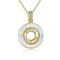 wholesale TOUPOP Sister Christmas Gifts From Sister/brother 925 Sterling Silver Sibling Sisters Neckalce Always My Sisters Forever My Friend Jewelry Birthday Anniversary Graduation Gift -style_name:2-Yellow Gold Plated - Created White Opal