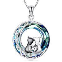 wholesale TOUPOP Annimal Necklace For Women 925 Sterling Silver Crystal Pendant Jewelry Christmas Anniversary Birthday Gifts For Her -style_name:1-Cat