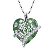 wholesale Mothers Day Gifts For Mom S925 Sterling Silver I Love You Forever Love Hear Mon Pendant Necklace With 12 Birthstone Jewelry Birthday Christmas Gifts For Women Grandma Mom Nana From Duaghter Son -color_name:08-Aug