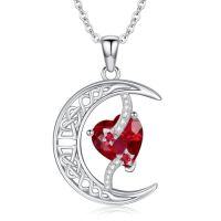 wholesale TOUPOP Moon And Star Birthstone Necklace For Women 925 Sterling Silver Celtic Moon Jewelry Birthday Christmas Gifts For Her Girlfriend -color_name:01-January-Garnet