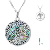TOUPOP Sterling Silver Tree Of Life Urn Necklace For Ashes Memorial Jewelry-style_name:01-Urn