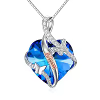 TOUPOP Sterling Silver Crystal Butterfly Necklace For Women-style_name:1-Mom