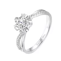 TOUPOP Sterling Silver Moissanite Personalized Engagement Ring-style_name:C-Flower ring