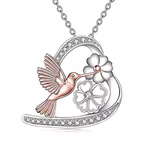 Hummingbird Necklace with Flowers
