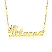 TOUPOP 14K Gold Personalized Name Necklace with Crown-style_name:M-Crown Gem