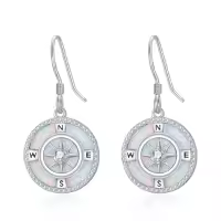 TOUPOP Sterling Silver Turquoise Opal Compass Dangle Earrings-color_name:Opal