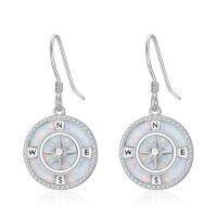 wholesale TOUPOP 925 Sterling Silver Compass Dangle Earrings For Women Turquoise/opal Jewelry Birthday Gifts For Her Wife Girlfriend -color_name:Opal