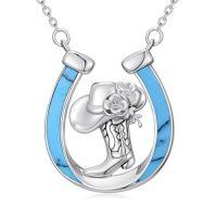 wholesale Horseshoe Necklace 925 Sterling Silver Turquoise Necklaces Western Pendant Cowgirl Jewelry Gifts For Women Girlfriend Cowboy Cowgirl -style_name:cowgirl