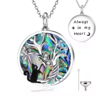 TOUPOP Sterling Silver Abalone Shell Urn Necklace For Ashes Memorial Jewelry-style_name:15-Cat