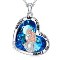 wholesale TOUPOP Daughter Gifts From Day Sterling Silver Father Daughter Pendant Necklace Birthday Anniversary Christmas Jewelry Gifts For Daugther Women Girls From Father -style_name:2-Crystal