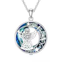 TOUPOP Sterling Silver Crystal Guardian Angel Necklace For Women-style_name:Heart