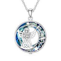 wholesale TOUPOP Guardian Angel Necklace For Women Sterling Silver Reindeer/heart/snowflake Pendant Necklace With Crystal Anniversary Birthday Jewelry Gifts For Mom Wife Girlfriend Sister -style_name:Heart