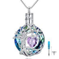 wholesale TOUPOP Tree Of Life Urn Necklaces For Ashes Birthstone Cremation Jewelry 925 Sterling Silver Crystal Memorial Keepsake Funeral Jewelry For Women (with Funnel Filler) -color_name:06-Jun-Alexandrite
