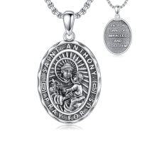wholesale Patron Saint Necklace S925 Sterling Silver Four Way Cross Necklace St Michael/st Christopher/st Benedict/st Joseph/st Francis Pendant, Religious Protection Necklace For Men Women Birthday Father's Day Anniversary -style_name:3-Anthony