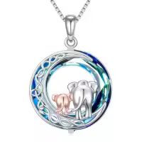 TOUPOP Sterling Silver Crystal Animal Necklace Pendant Jewelry Gifts For Her-style_name:1-Elephant