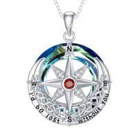 wholesale TOUPOP Graduation Gifts For Her, Sterling Silver Birthstone Compass Necklace Celtic Knot Jewelry Gifts For Her Girlfriend Wife, I'd Be Lost Without You -color_name:07-July-Ruby
