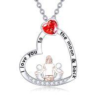 wholesale TOUPOP Christmas Gifts For Mom Mother And Daughter/son Necklace Sterling Silver Crystal Family Jewelry I Love You To The Moon And Back Mom Gifts For Women -style_name:Mom and Two Daughters or Sons