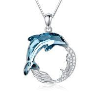 wholesale TOUPOP Christmas Gifts Dolphin Gifts For Women Dolphins Necklace Sterling Silver Crystal Mom And Daughter/son Necklaces Birthday Christmas Gift -style_name:Dolphin-Wave