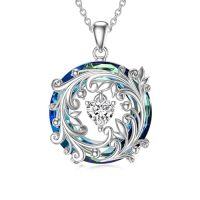 wholesale TOUPOP Mothers Day Gifts For Women S925 Sterling Silver Sunflower Leaf Pendant Necklace With Blue Circle Crystal You Are My Sunshine Jewelry Gifts For Women Mom Girls -style_name:Leaf