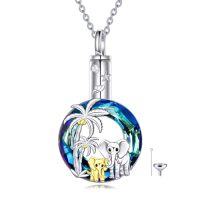 wholesale TOUPOP Elephant Urn Necklace For Ashes 925 Sterling Silver Crystal Cremation Jewelry -style_name:Two Elephants-Palm Trees