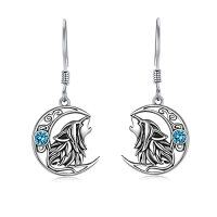 wholesale TOUPOP Cute Animal Dangle Earrings Animal Jewelry Birthday Christmas Gifts For Women Sterling Silver Crystal Opal Earrings -color_name:Wolf