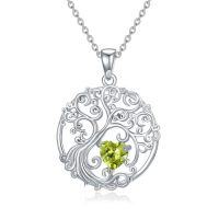 wholesale TOUPOP Tree Of Life Necklace 925 Sterling Silver Birthstone Pendant Jewelry Gifts For Women Her Wife Birthday -style_name:08-Aug-Peridot