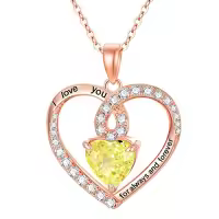 TOUPOP Sterling Silver Birthstone Forever Love Heart Pendant Necklace-color_name:Rose Gold-08-Aug