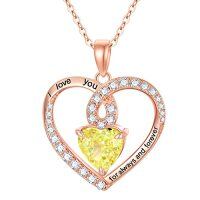 wholesale TOUPOP Jewelry For Women Sterling Silver Forever Love Heart Birthstone Pendant Necklaces For Women Her Girls Jewelry Mothers Day Birthday Gifts -color_name:Rose Gold-08-Aug