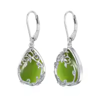 TOUPOP Sterling Silver Gemstone Celtic Filigree Teardrop Dangle Earrings-color_name:Peridot