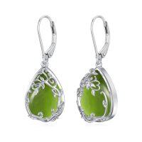 wholesale Celtic Filigree Earrings 925 Sterling Silver Teardrop Gemstone Dangle Earrings Fine Jewelry Birthday Christmas Gifts For Women -color_name:Peridot