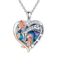 wholesale TOUPOP Giraffe Necklace For Women 925 Sterling Silver Crystal Giraffe Charm Pendant Jewelry Birthday Christmas Gifts -style_name:Heart-Abalone Shelll-Rose Flower
