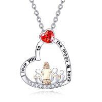 wholesale TOUPOP Christmas Gifts For Mom Mother And Daughter/son Necklace Sterling Silver Crystal Family Jewelry I Love You To The Moon And Back Mom Gifts For Women -style_name:Mom and Three Daughters or Sons