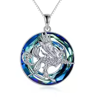 TOUPOP Sterling Silver Abalone Shell Crystal Phoenix Necklace-color_name:Style-2-Phoenix Necklace with Blue Circle Crystal