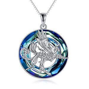 Style-2-Phoenix Necklace with Blue Circle Crystal