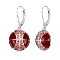 TOUPOP Sterling Silver Sports Earrings Baseball Basketball Volleyball Soccer Football Jewelry Gifts-style_name:Basketball Earrings