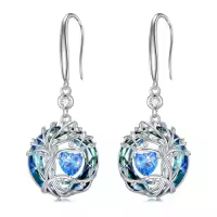 TOUPOP Sterling Silver Austrian Crystal Tree Of Life Birthstone Dangle Earrings-color_name:12-Dec-Topaz