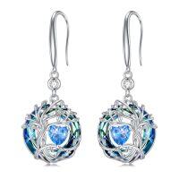 wholesale TOUPOP Tree Of Life Birthstone Earrings For Women 925 Sterling Silver Family Tree Dangle Earrings Austrian Crystal Jewelry Birthday Christmas Gifts For Her Girlfriend Wife Mom -color_name:12-Dec-Topaz