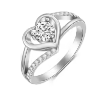 TOUPOP 14K Gold Plated Moissanite Heart Engagement Ring Wedding Band-size_name:6,color_name:White Gold