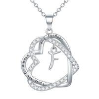 wholesale TOUPOP Gifts For Women Heart Initial Necklace 925 Sterling Silver Double Heart Pendant Necklace Birthday Jewelry Birthday Christmas Gifts For Her Wife Girlfriend -style_name:Initial F