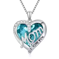 TOUPOP Sterling Silver Crystal Heart Necklace I Love You Mom Jewelry Gifts-color_name:12-December