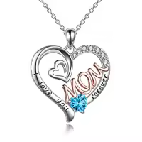 TOUPOP Sterling Silver Birthstone Pendant I Love You Forever Mom Jewelry-style_name:12-December Birthstone