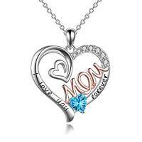wholesale Christmas Gifts For Mom S925 Sterling Silver Birthstone Pendant I Love You Forever Mom Jewelry Gifts For Women,18+2 Inch -style_name:12-December Birthstone