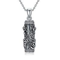 wholesale TOUPOP Tree Of Life Cremation Jewelry Urn Necklace For Ashes For Women Men 925 Sterling Silver Cylinder Urn Pendant Necklaces For Human Ashes Of Loved Ones Keepsake Memorial Gifts -style_name:6-Rose