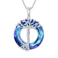 TOUPOP Sterling Silver Crystal Animal Necklace Pendant Jewelry Gifts For Her-style_name:3-Tree of Life